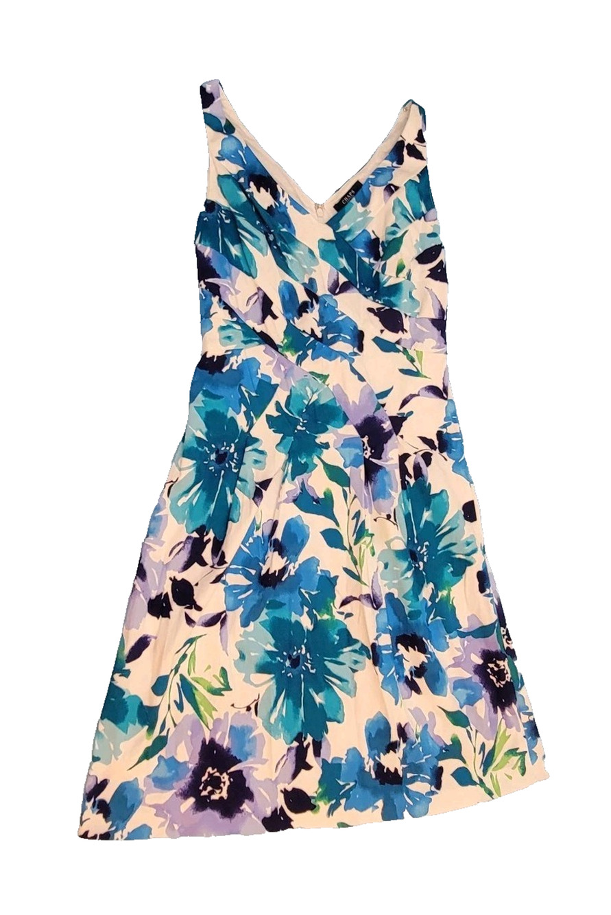 Chaps Womens Dress Sz 4 Floral Preppy Classic Summer Wedding Guest Resort Party